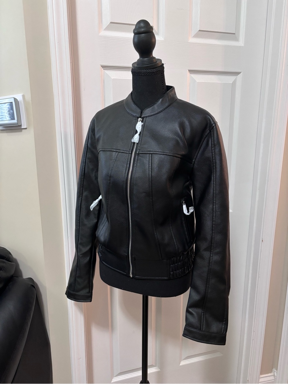 Guess Women’s Faux Leather Black Biker Jacket